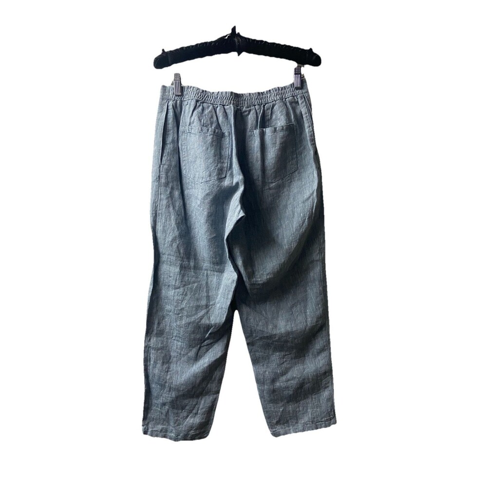 Boden Casual Linen Pants Seaspray Blue Relaxed Tapered Cropped Leg NWT US 4R - Picture 2 of 12
